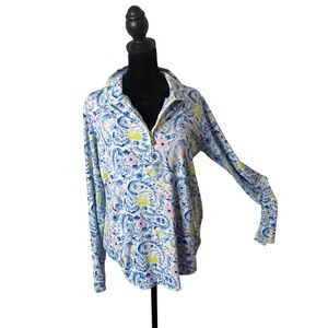 San Soleil UV 50+ Cooling Top Size L Blue Paisley Vented Outdoor Pullover